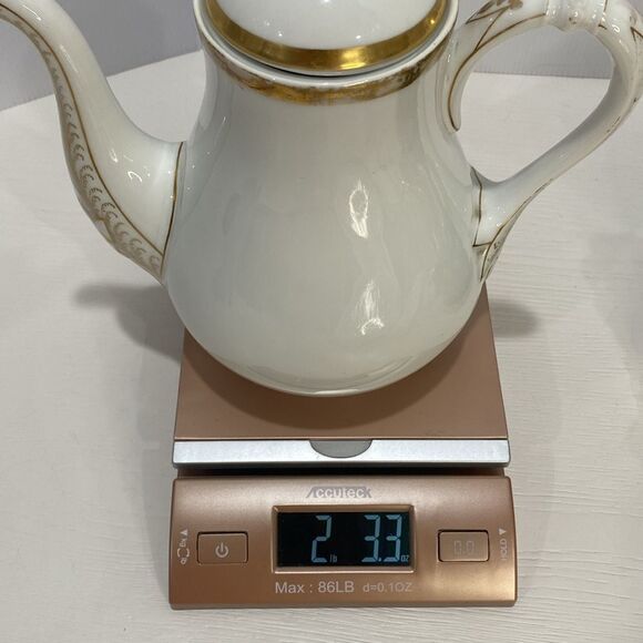 Haviland Limoge Antique Coffee Tea Pot Wedding Ring Pattern 9.25" H x 9" Width - Picture 13 of 13